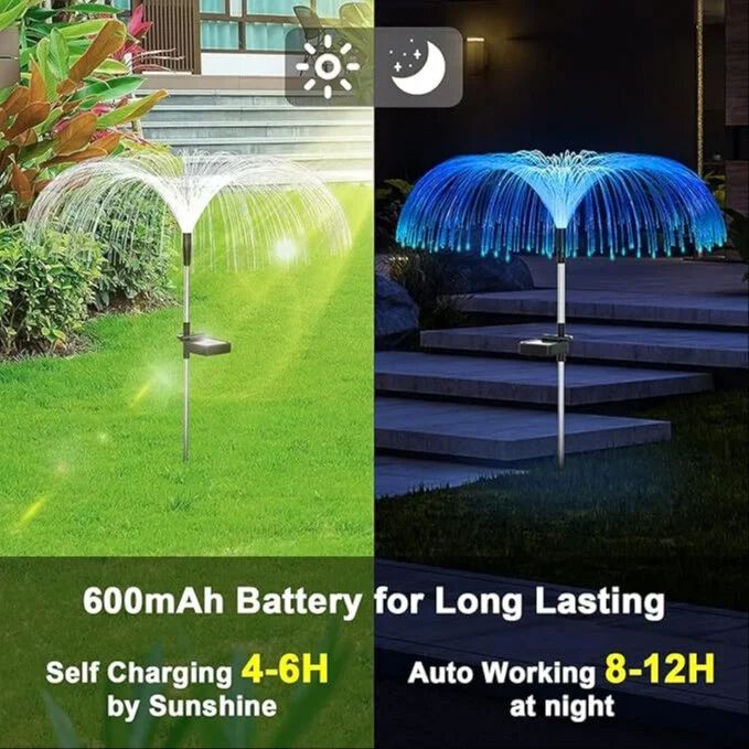 {2PCS} Solar-powered jellyfish lights feature 7 mesmerizing color-changing modes