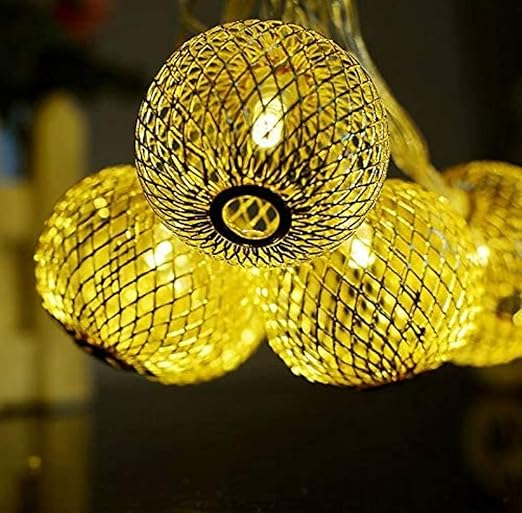 Golden Metal Lantern String Lights for Indoor Outdoor Decoration Diwali Light