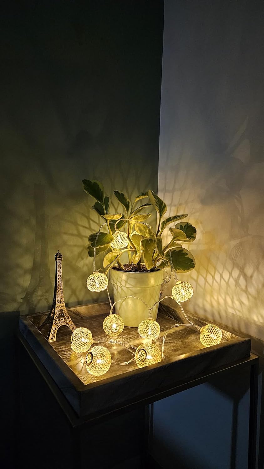 Golden Metal Lantern String Lights for Indoor Outdoor Decoration Diwali Light