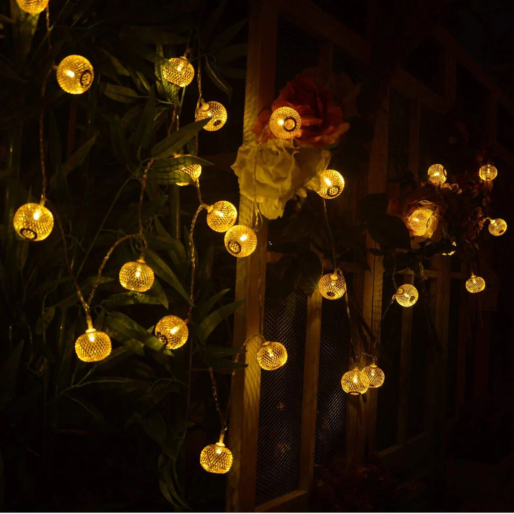 Golden Metal Lantern String Lights for Indoor Outdoor Decoration Diwali Light