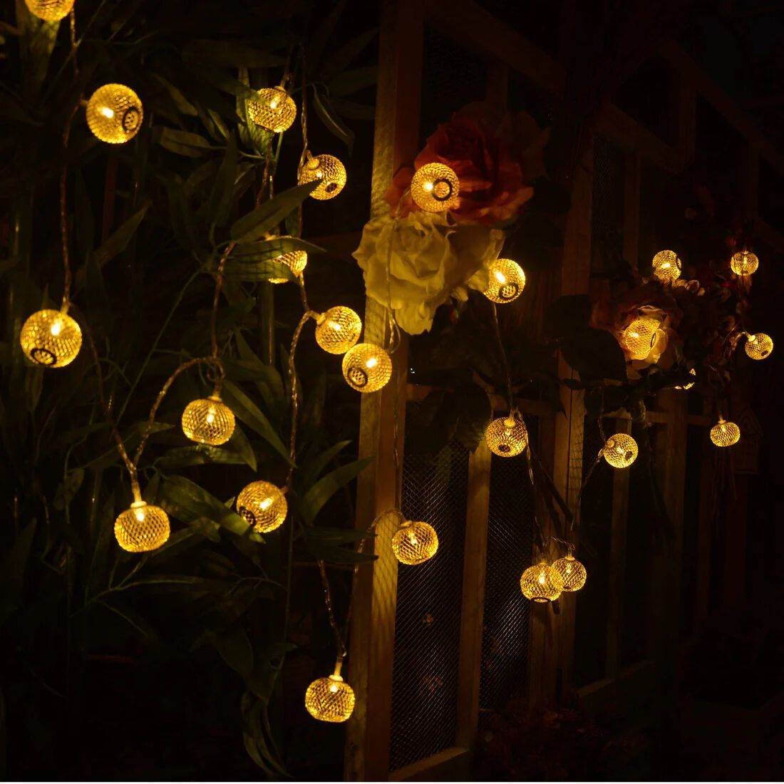 Golden Metal Lantern String Lights for Indoor Outdoor Decoration Diwali Light