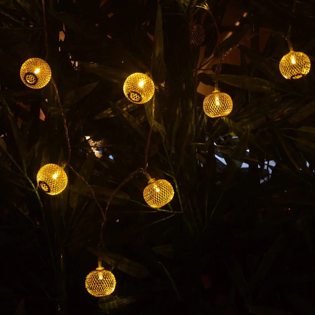 Golden Metal Lantern String Lights for Indoor Outdoor Decoration Diwali Light