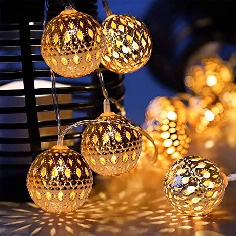 12 Bulbs Metal Ball Lights for Home and Office Indoor Decorations
