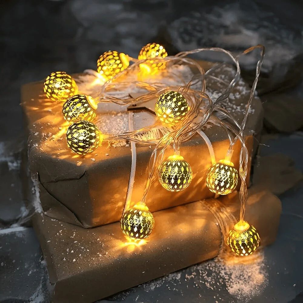 12 Bulbs Metal Ball Lights for Home and Office Indoor Decorations