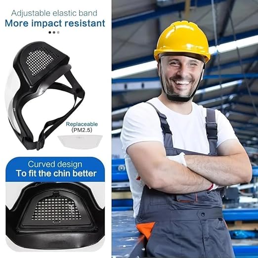 Face Shield Helmet Visor Industrial Safety Coverage Full Face Protector Multipurpose Eye UV-Protective Clear Visibility