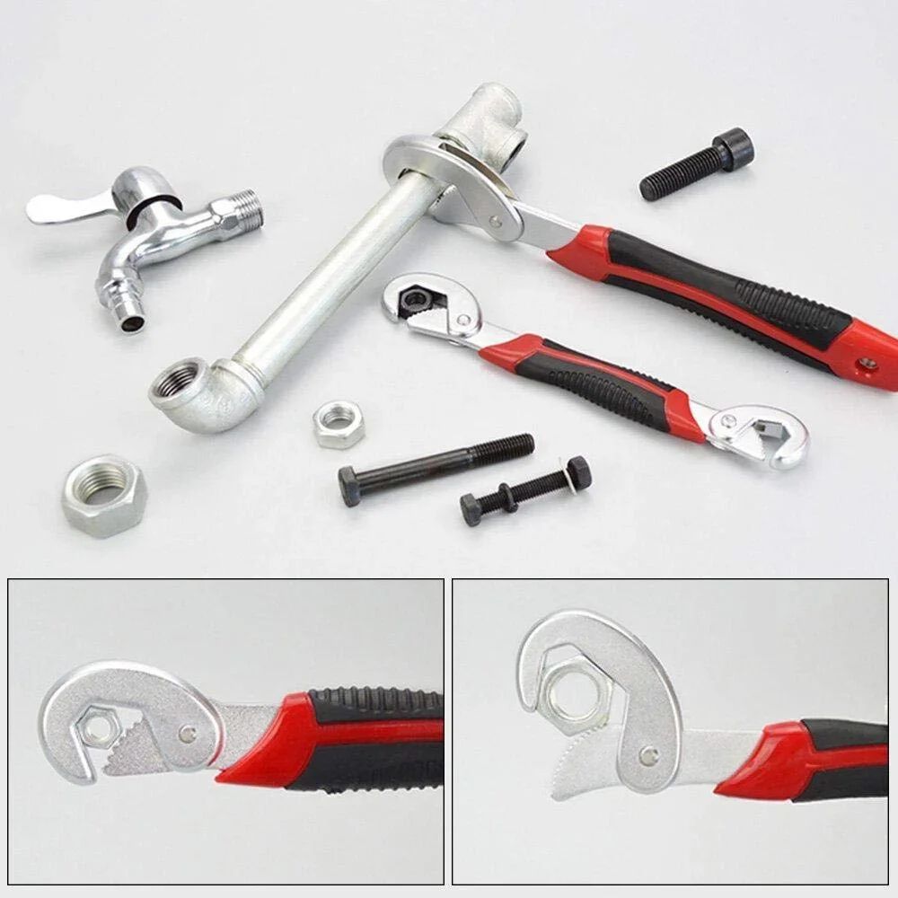 Multi-Function Universal Quick Snap N Grip Adjustable Wrench Spanner Set (2 Pieces)