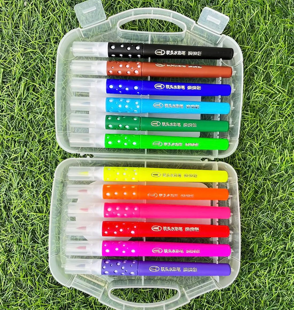 Brush Pen Soft Markers Dotted - 12 Pcs Coloring Markers Sketch Pens