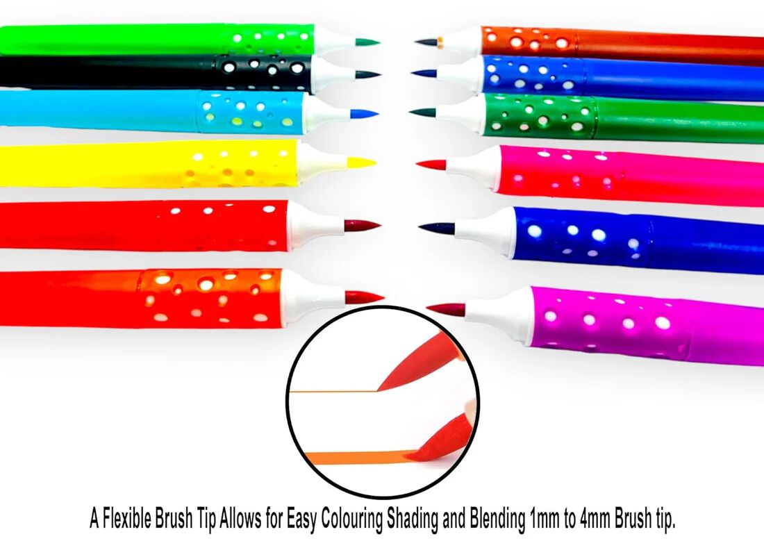 Brush Pen Soft Markers Dotted - 12 Pcs Coloring Markers Sketch Pens