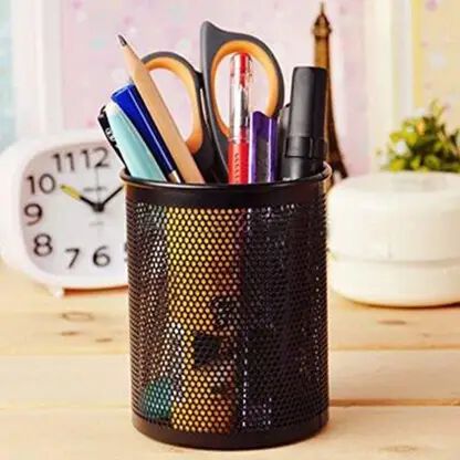 Round Mesh Metal Pen Stand, Pencil Stand, Table Desk, Pen Holder