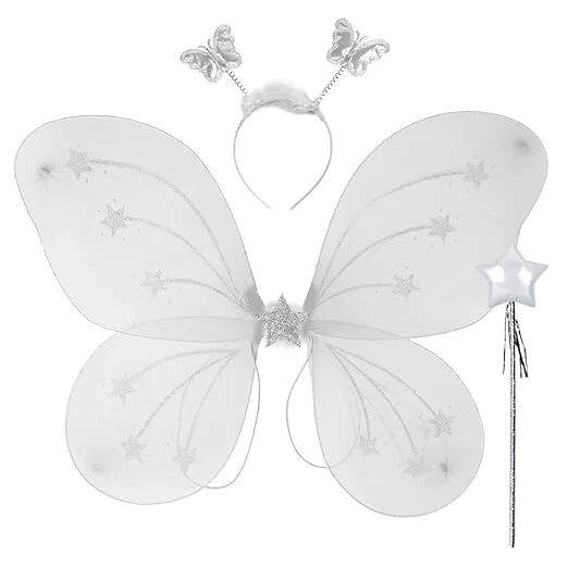 Set of 3 Butterfly Wing, Butterfly Wand & Hair Band