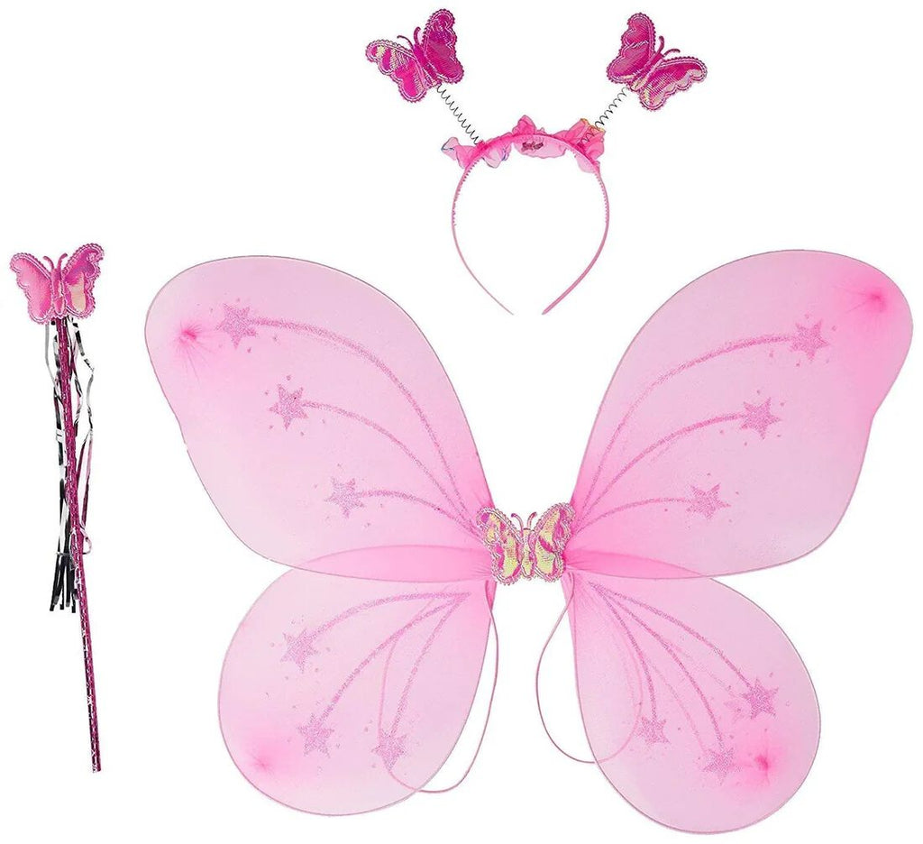 Set of 3 Butterfly Wing, Butterfly Wand & Hair Band