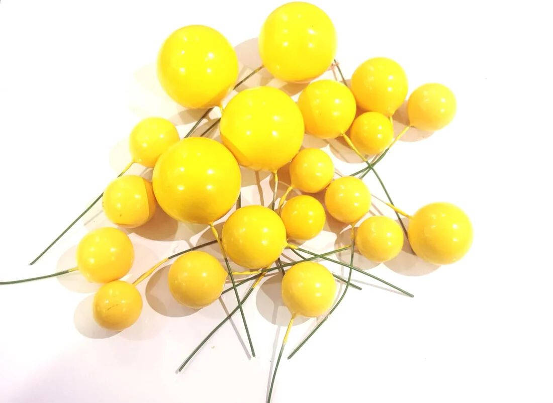 Faux Ball For Cake, Cupcake decorations, Yellow Color, Pack of 20