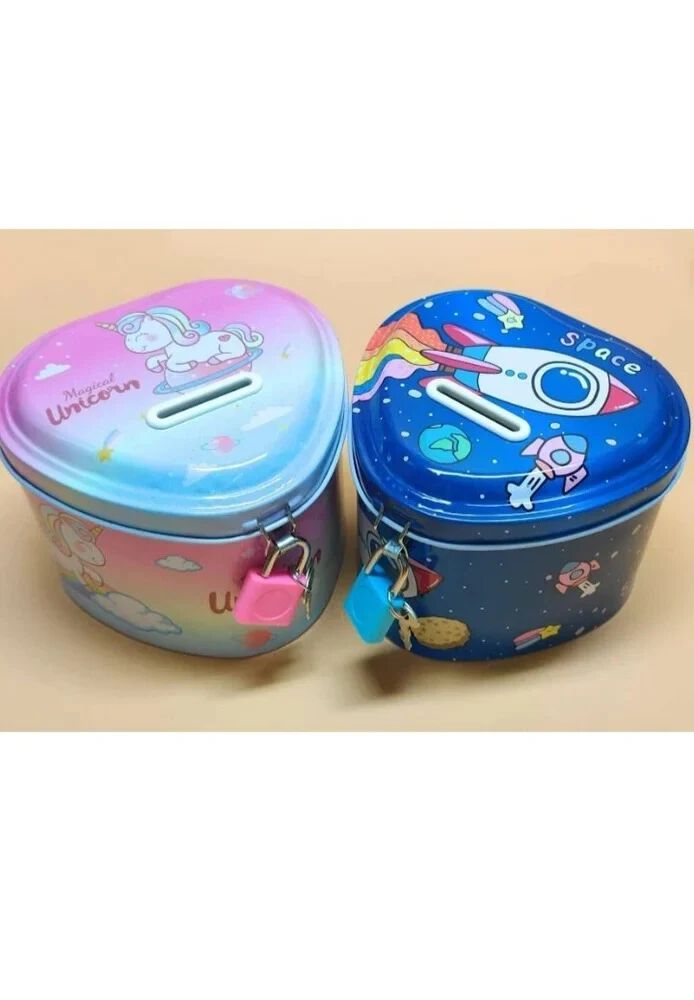 Piggy Bank for Kids, Space/Unicorn Money Saving Tin Coin Bank