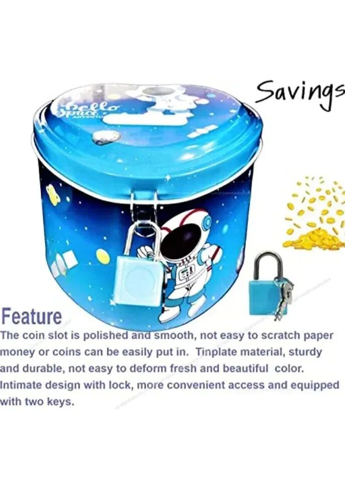 Piggy Bank for Kids, Space/Unicorn Money Saving Tin Coin Bank