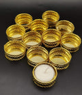 [PACK OF 12] Metal Candle Holder Stands Round for Pooja thali Decoration