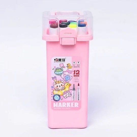 {2 in 1} Marker Pens With Cute Stamp, Dual Tips Marker 12 Pen