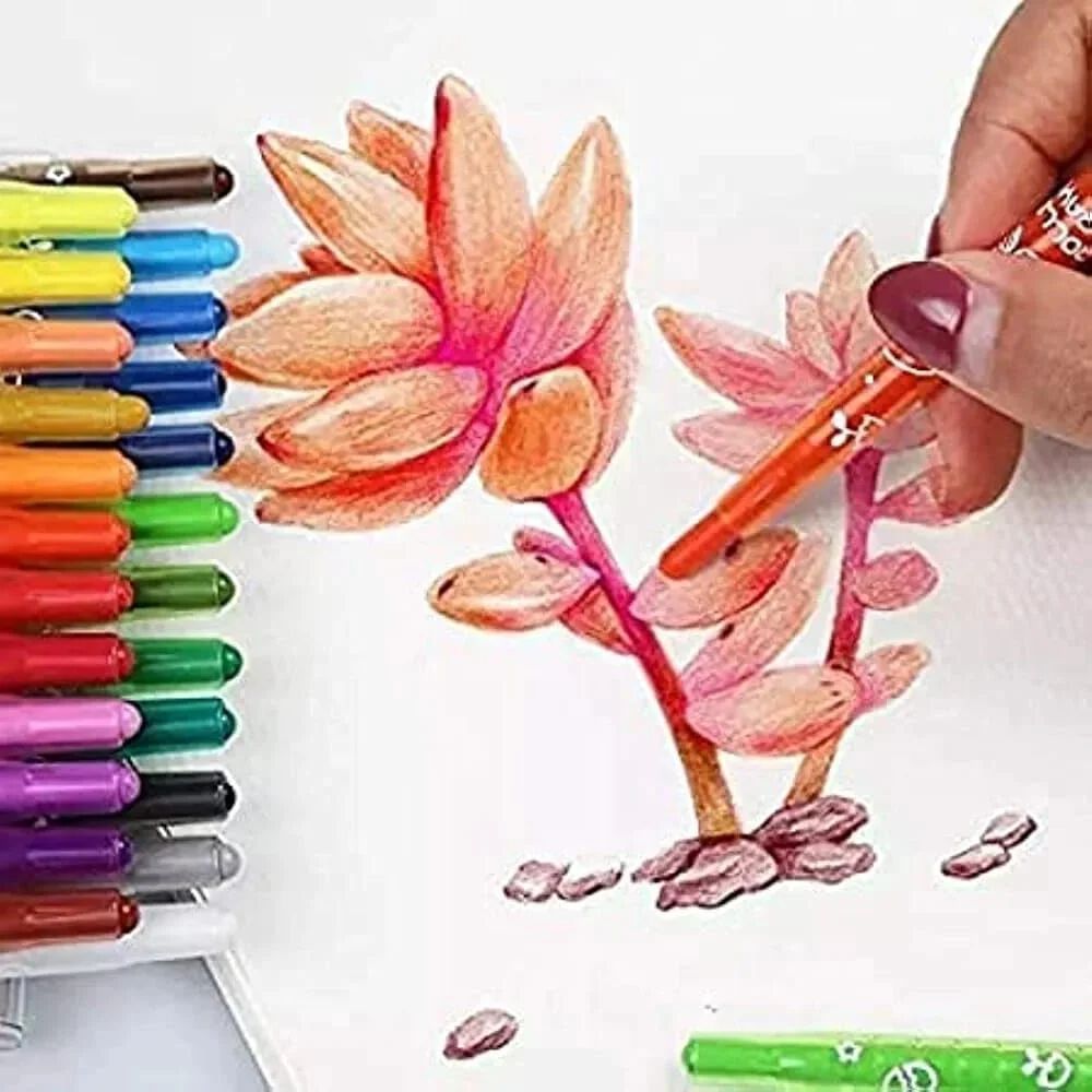 CUTE ADOREABLE TWISTING ROLLING CRAYONS MULTICOLOUR PACK OF 12 COLOURS