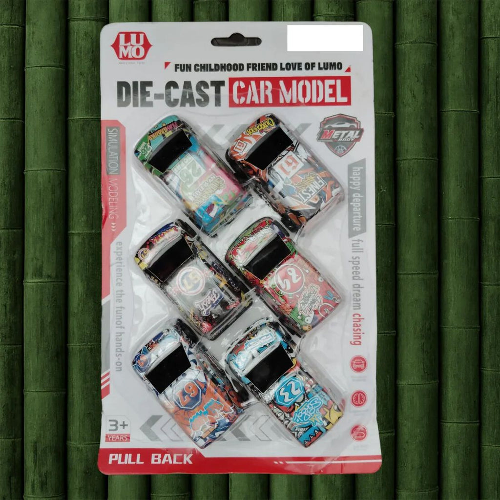 Car Set of 6 Toy for Kids, Small Racing Pull Back Car, Diecast Model
