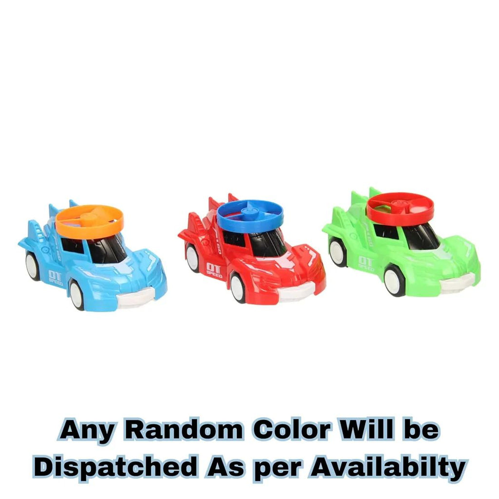 Speed Friction Powered Rotary Gyro Car with Flying Disc Shooter – Pull Back & Launch