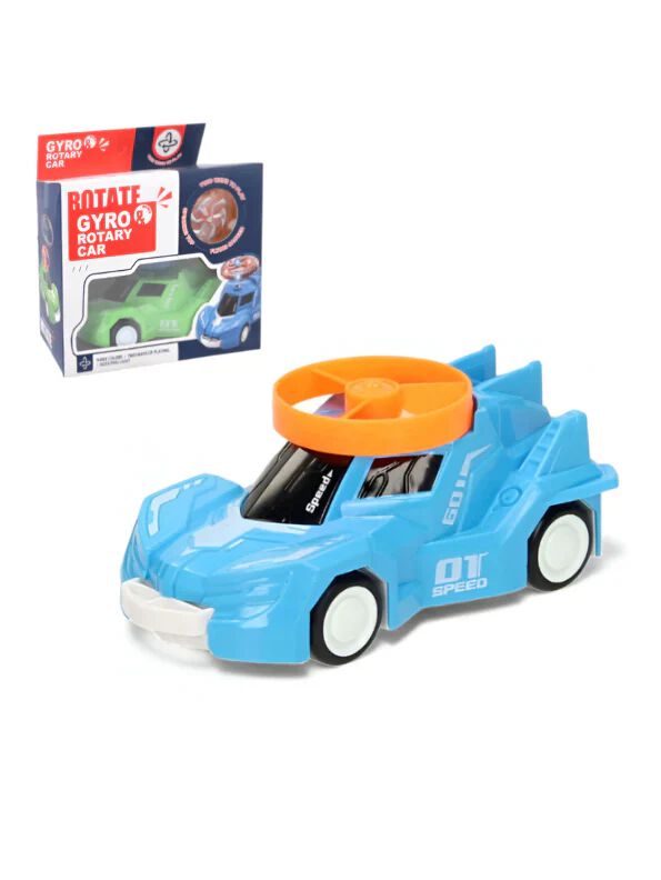 Speed Friction Powered Rotary Gyro Car with Flying Disc Shooter – Pull Back & Launch