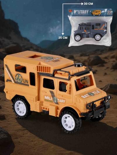 Transport Truck Toy for Kids Pull-Back Friction Powered Army Jeep