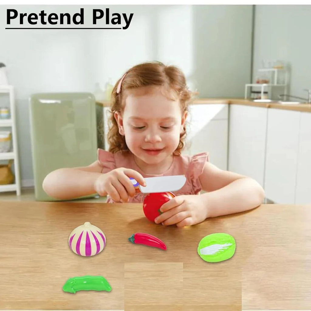 Vegetable Cutting Set for Kids , 8PCS Vegetable with Basket, Knife, Plate & Chopping Board