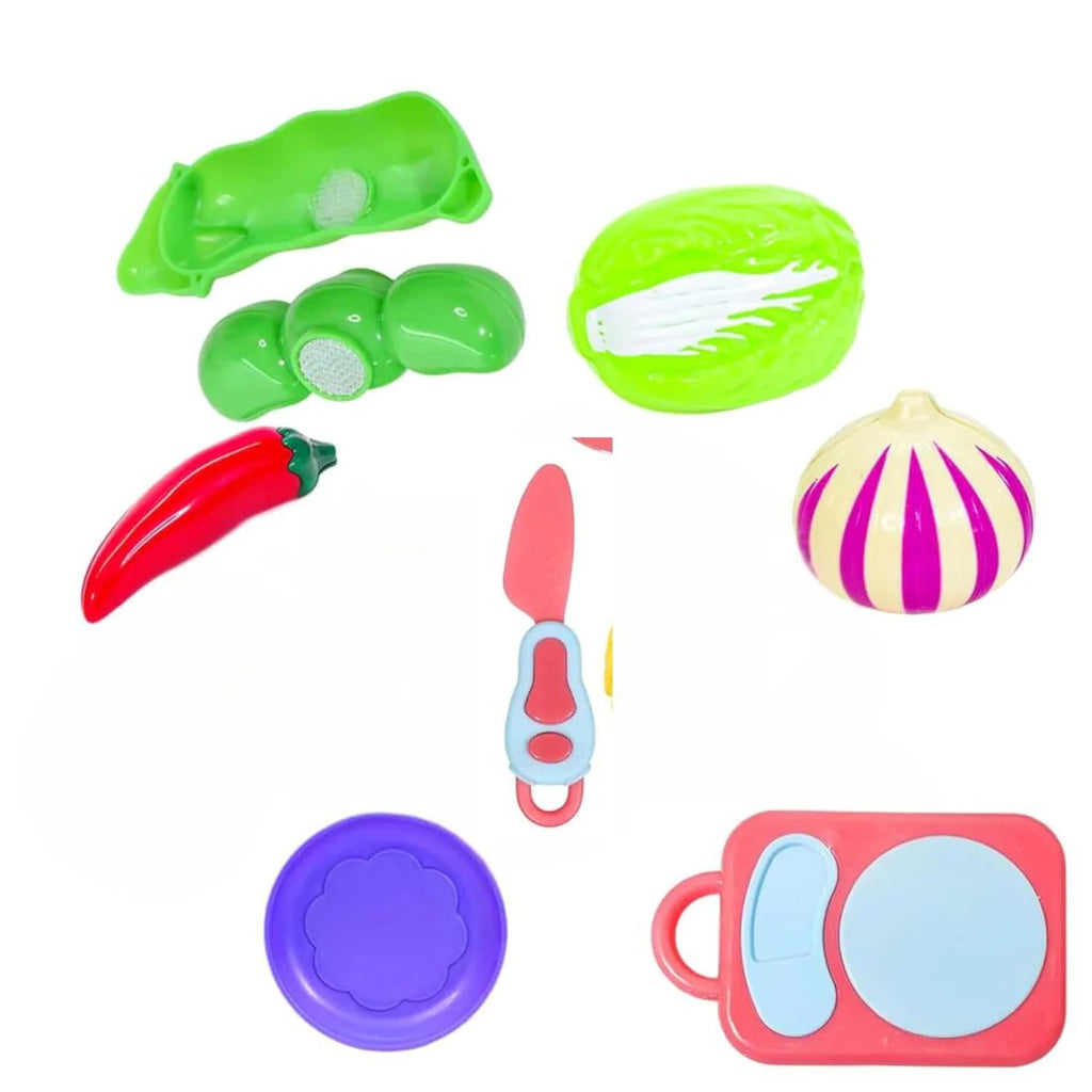 Vegetable Cutting Set for Kids , 8PCS Vegetable with Basket, Knife, Plate & Chopping Board