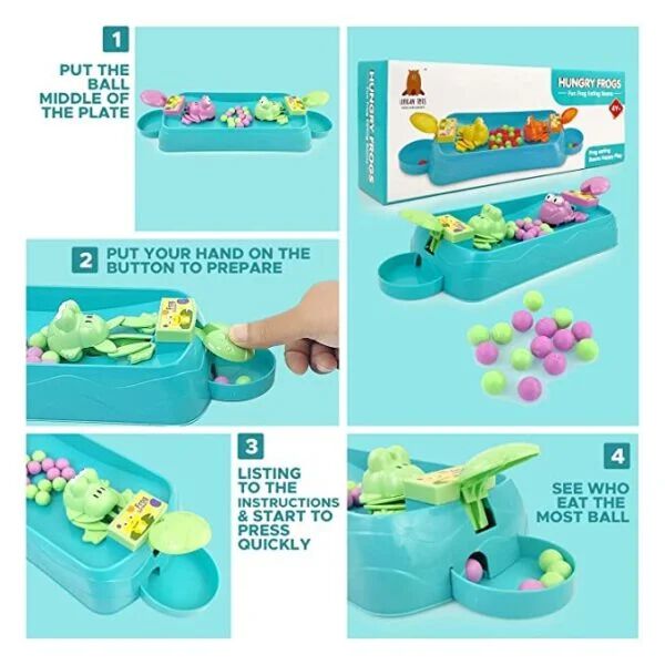 Hungry Frog Eating Beans Game Indoor Interactive Family Board Game with Balls – 2 Player