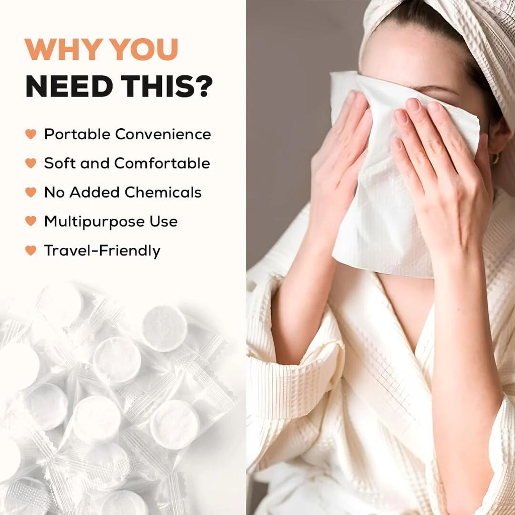 {Pack of 6} Towel Tablets, Facial Cleansing Tissue, Mini Tablets Disposable Towels
