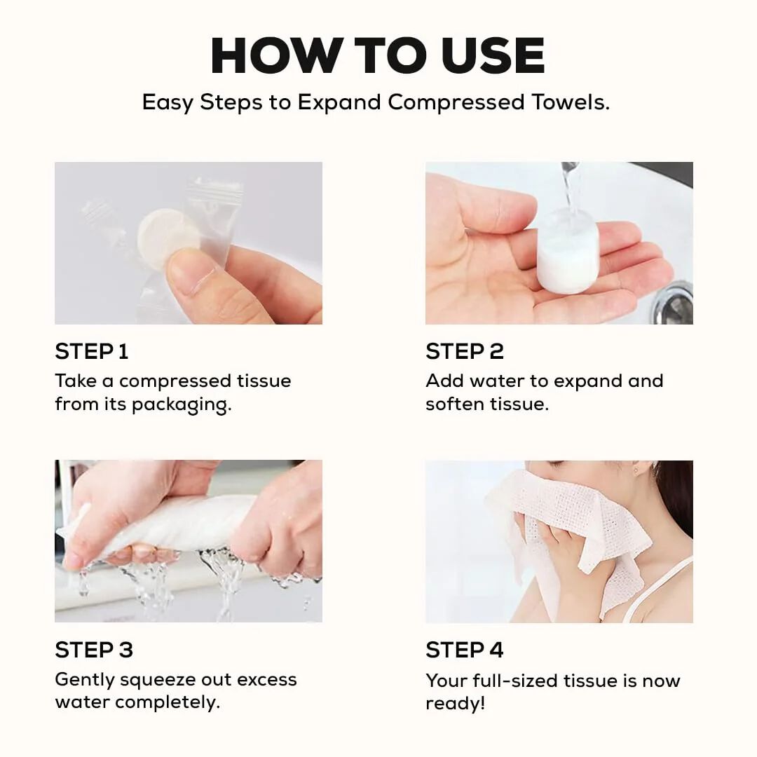 {Pack of 6} Towel Tablets, Facial Cleansing Tissue, Mini Tablets Disposable Towels