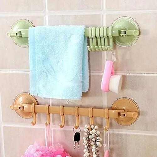 Kitchen Bathroom Hanging 6 Hooks for Wall Corner Rack Holder