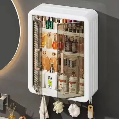 Wall Mounted Bathroom Storage Cabinet with 5 Hooks