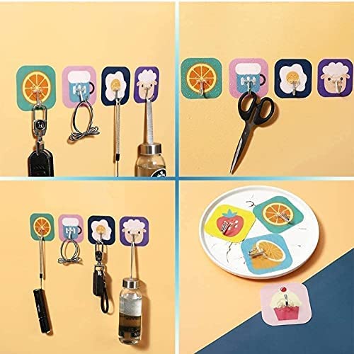 Hook Design 12 PCS Cute Sticky/Adhesive Hooks, Water Proof, Decorative Wall Hook