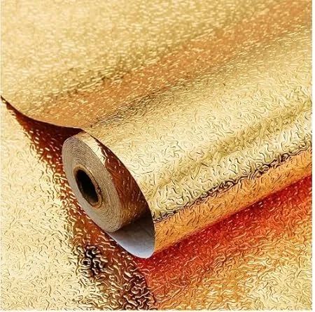 Golden Curly Kitchen Shelf Adhesive Sheets, Kitchen Stickers for Wall, Waterproof kitchen roll