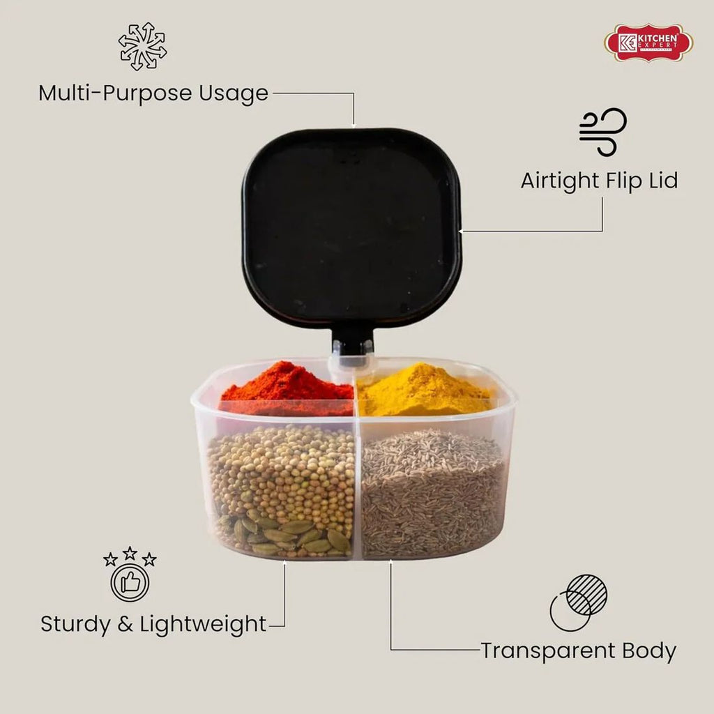 {4 Compartments} Seasoning Box Spice Jar Condiment Container Kitchen Spice Box