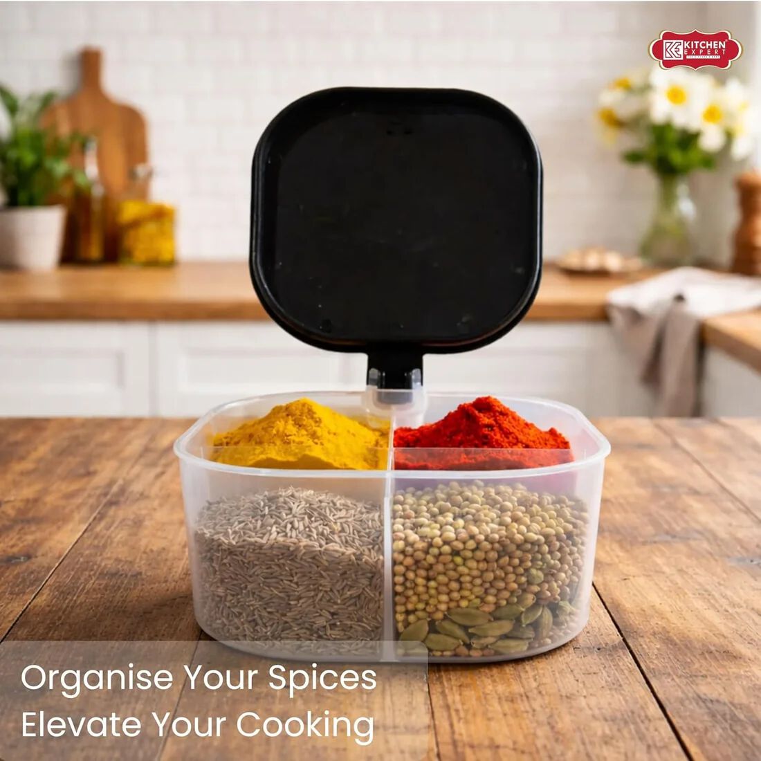 {4 Compartments} Seasoning Box Spice Jar Condiment Container Kitchen Spice Box