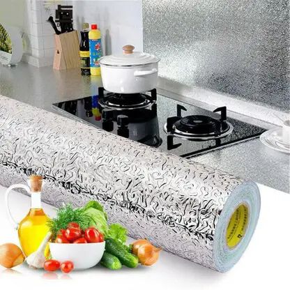 Meters Kitchen Waterproof Self-Adhesive Anti-Mold and Heat Resistant Oil Proof Aluminium Foil Paper Sticker Roll