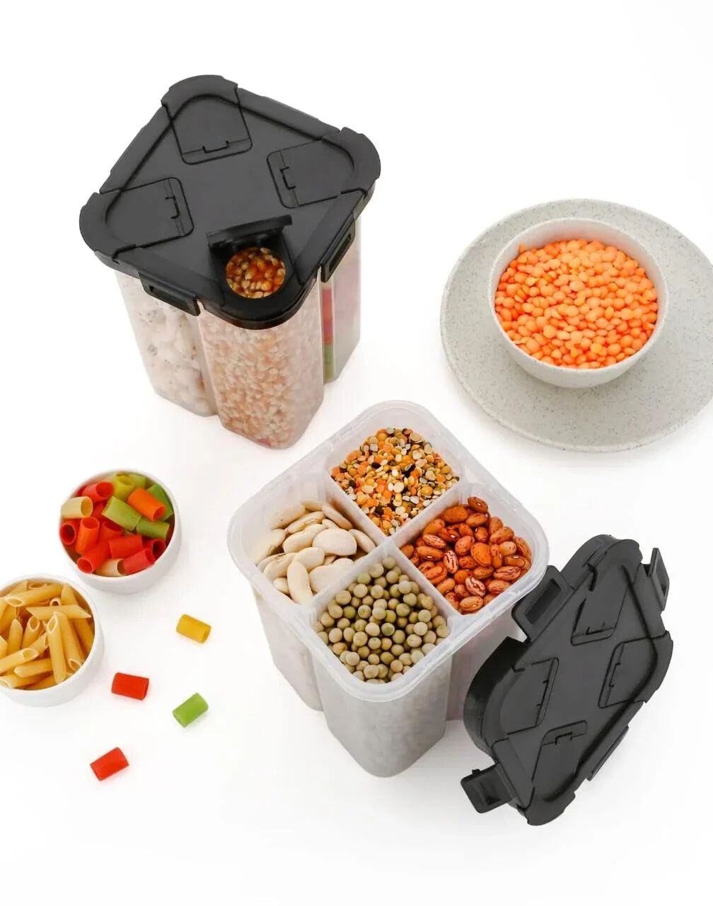 2000ml Airtight 4 Compartment Food Storage Box – BPA-Free Plastic Container