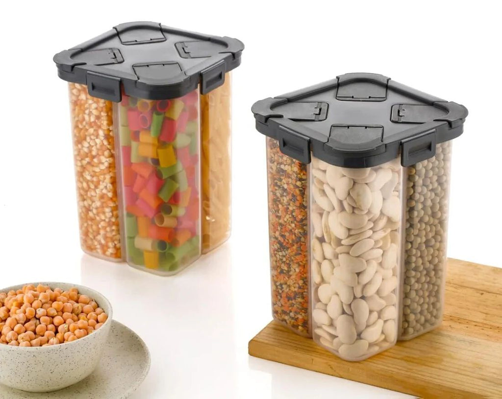 2000ml Airtight 4 Compartment Food Storage Box – BPA-Free Plastic Container