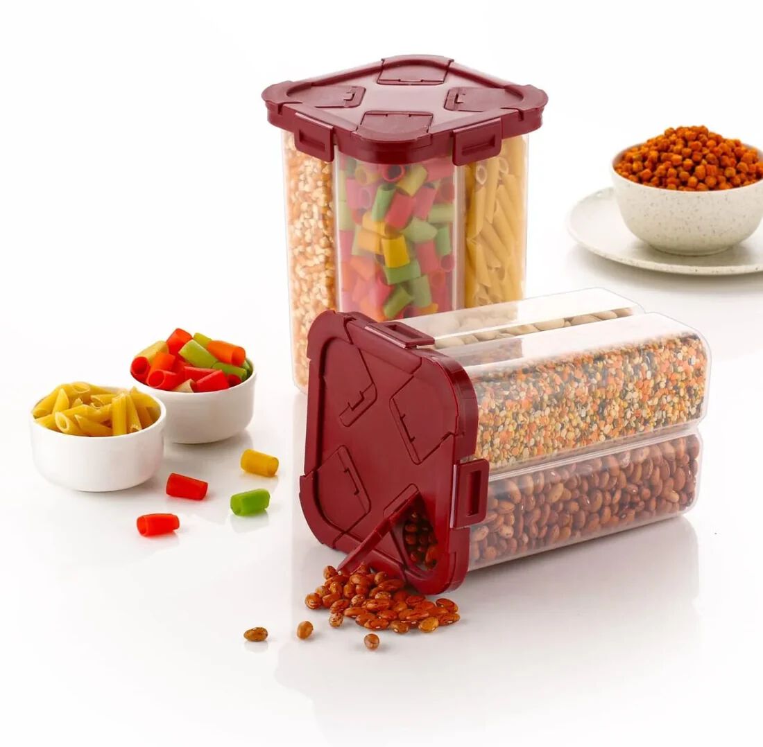 2000ml Airtight 4 Compartment Food Storage Box – BPA-Free Plastic Container