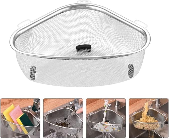 Multifunctional Food Strainer Stainless Steel Sink Corner Strainer