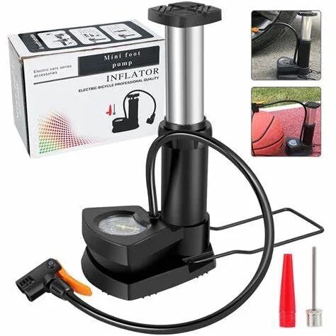 Portable Mini Bike Pump/Cycle Pump Foot Activated with Pressure Gauge Floor Bicycle Pump