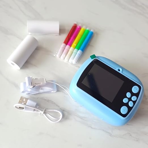 Kids Instant Print Camera for Children | DIY Thermal Printing Digital Camera with Color Pens & Paper Rolls