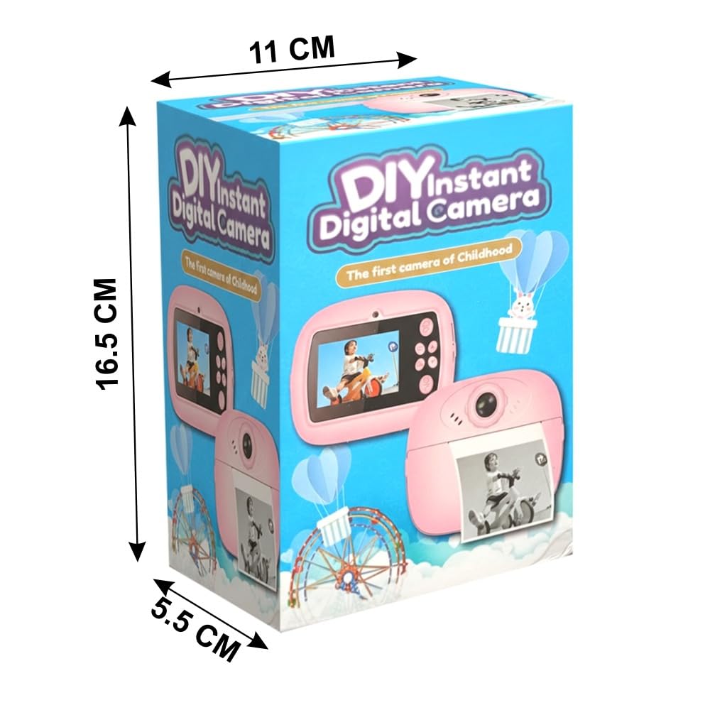 Kids Instant Print Camera for Children | DIY Thermal Printing Digital Camera with Color Pens & Paper Rolls