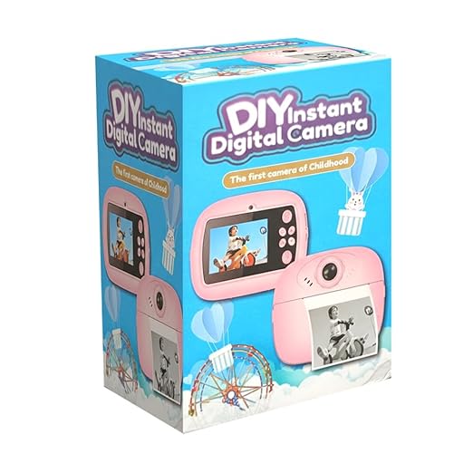 Kids Instant Print Camera for Children | DIY Thermal Printing Digital Camera with Color Pens & Paper Rolls
