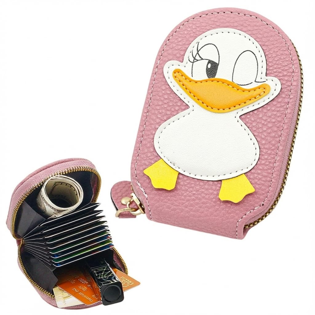 Cute Duck Card Holder – 13 Compartment Mini PU Leather Wallet for Kids & adult