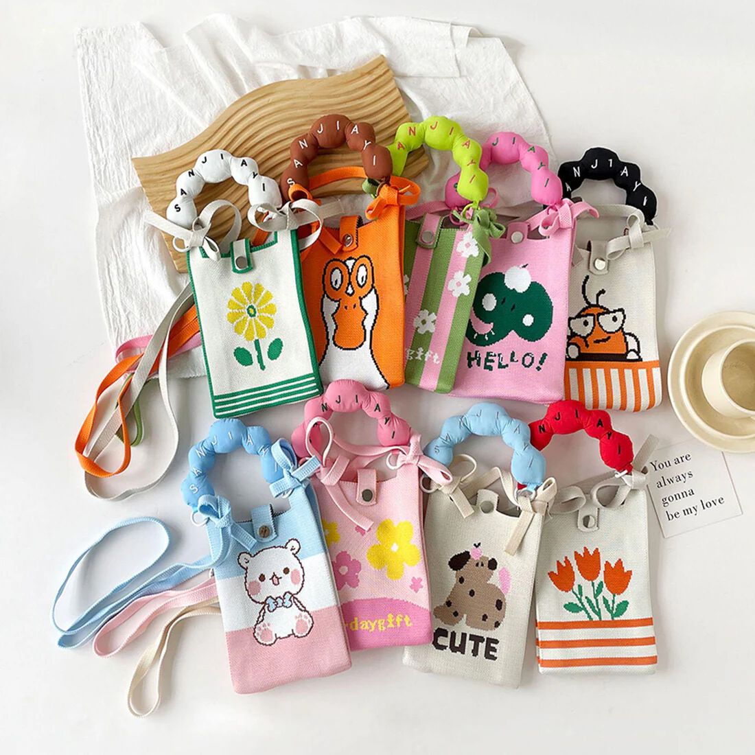 Kosoul New fashion shoulder bag mini knitted mobile phone bag