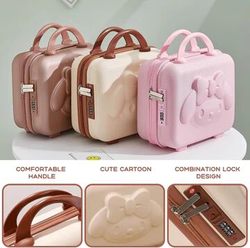Mini Hard Shell Travel Luggage Makeup Vanity Case with Lock Password Zipper Bag for Women Portable Water Proof Carrying Suitcase Organizer {Random Color}