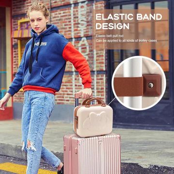 Mini Hard Shell Travel Luggage Makeup Vanity Case with Lock Password Zipper Bag for Women Portable Water Proof Carrying Suitcase Organizer {Random Color}