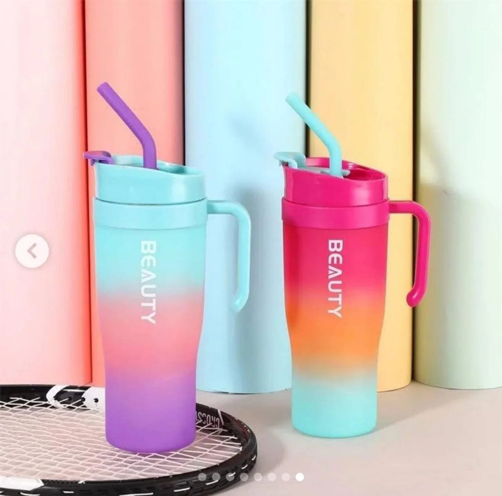 Water Bottle Time Marker With Straw, Unbreakable Leakproof Bpa Free Non-Toxic Sipper Bottle